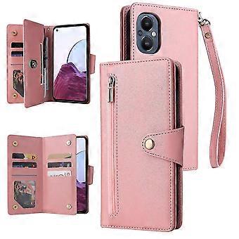 Compatible With Oppo Reno 8 Lite Case Pu Leather Magnetic Flip Zipper Card Holder Wallet Cover