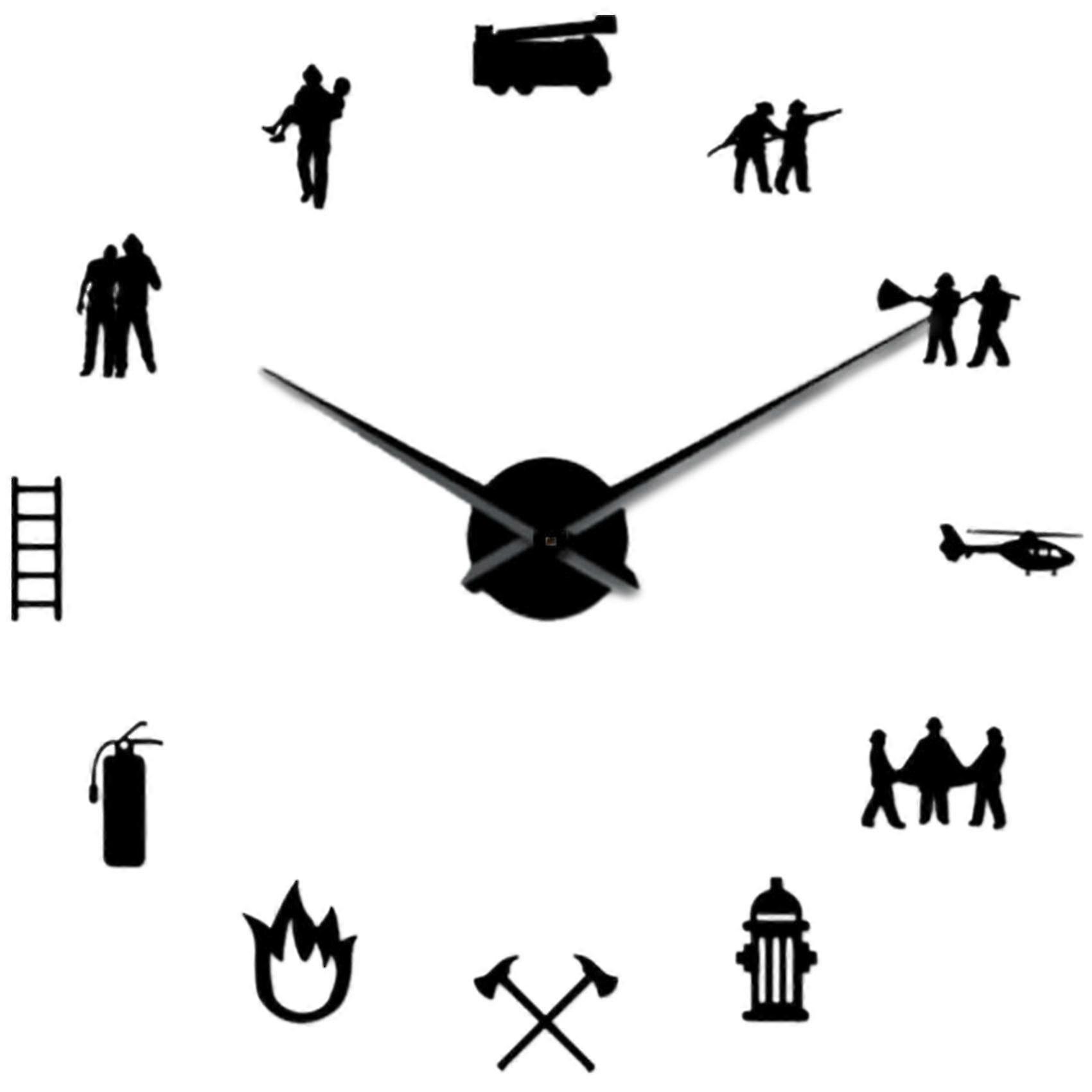 消防士の愛DIYの巨大な壁掛け時計消防署のオフィスの大きい時計の腕時計の消火活動のための救助Vo