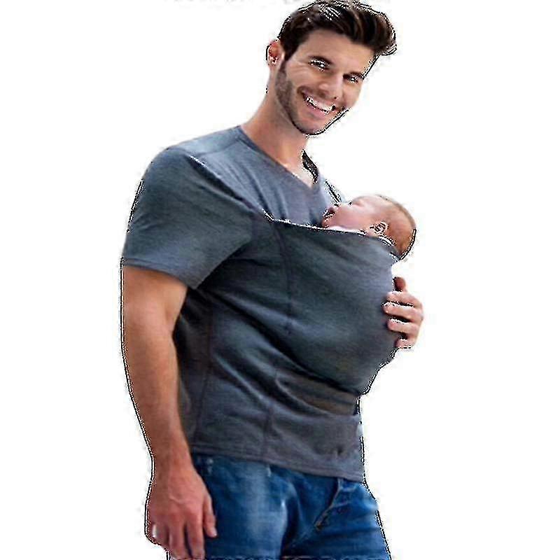 Bebek Taşıyıcı Kanguru Büyük Cep Yelek T-shirt Erkekler Bakım Bonding Gömlek