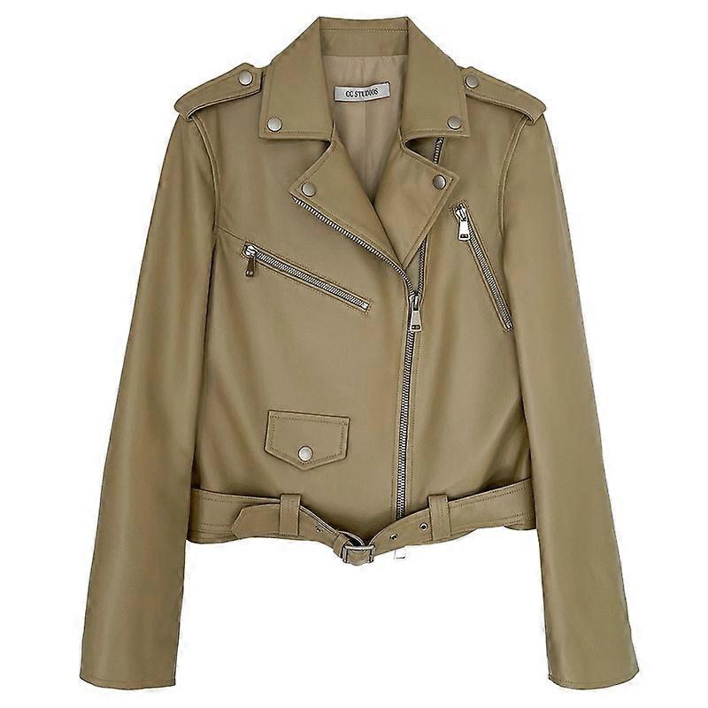 Womens Motorcycle Leather Jacket Cowhide Casual Leather Jacket