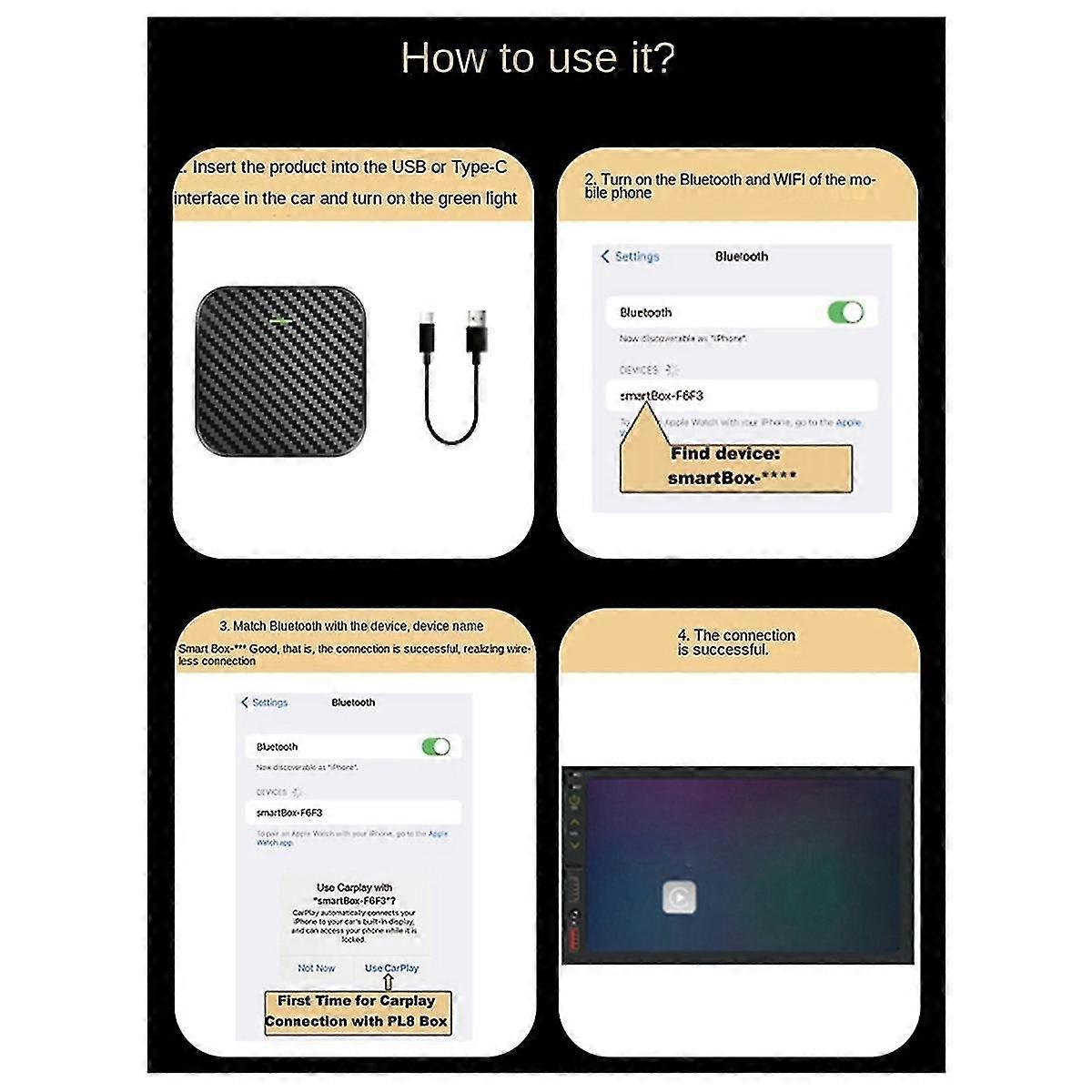 Langaton Carplay Android-sovitin Android Auto -autosovitin 2-in-1 langaton sovitin Muunna langallinen Carplay-langattomaksi laatikoksi