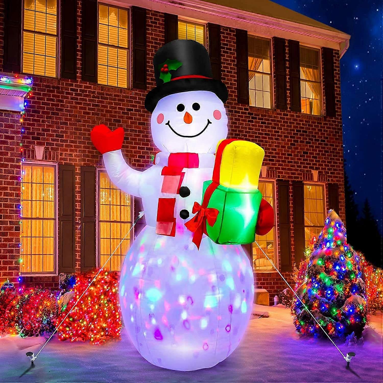 5 Ft Inflatable Snowman Christmas Outdoor Decoration Blow Up Snowman with LED Lights(USB plug)for Pa