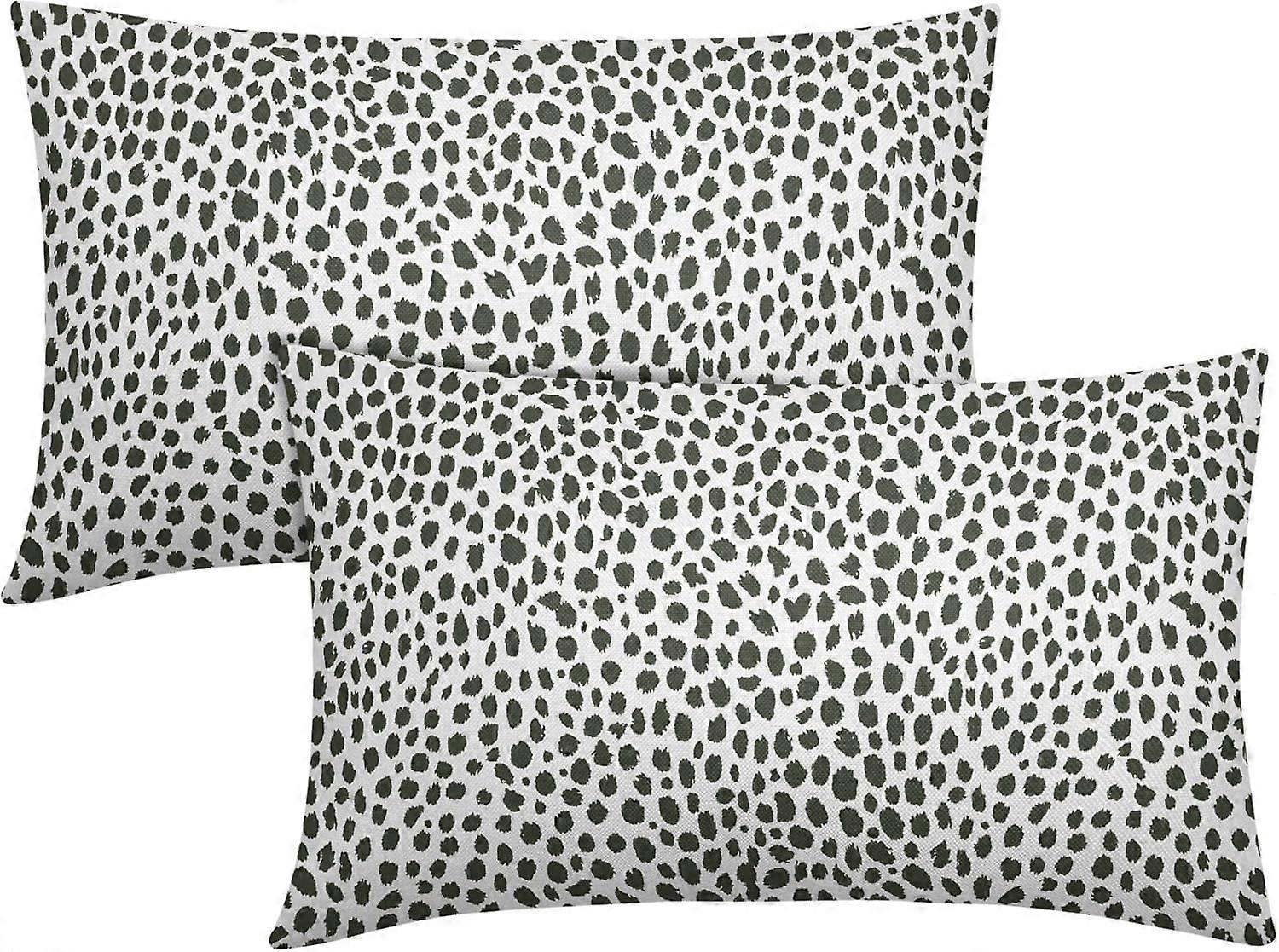 ダークセージグリーンクリームランバー枕カバー12x20インチ自由奔放に生きるデザインポルカドットスロー枕カバーセット2モダンブラシストロークプリント枕カバーコット