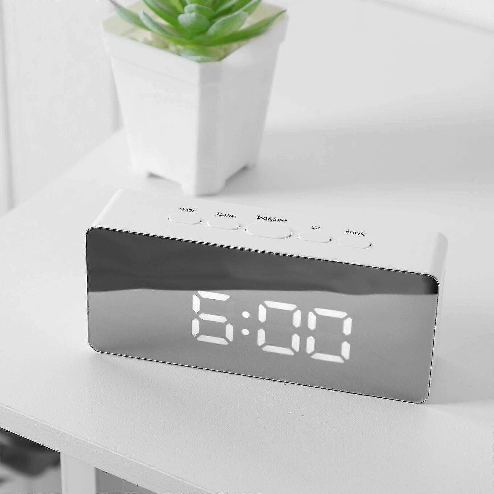 Large alarm clock temperature display LED mirror digital alarm clock
