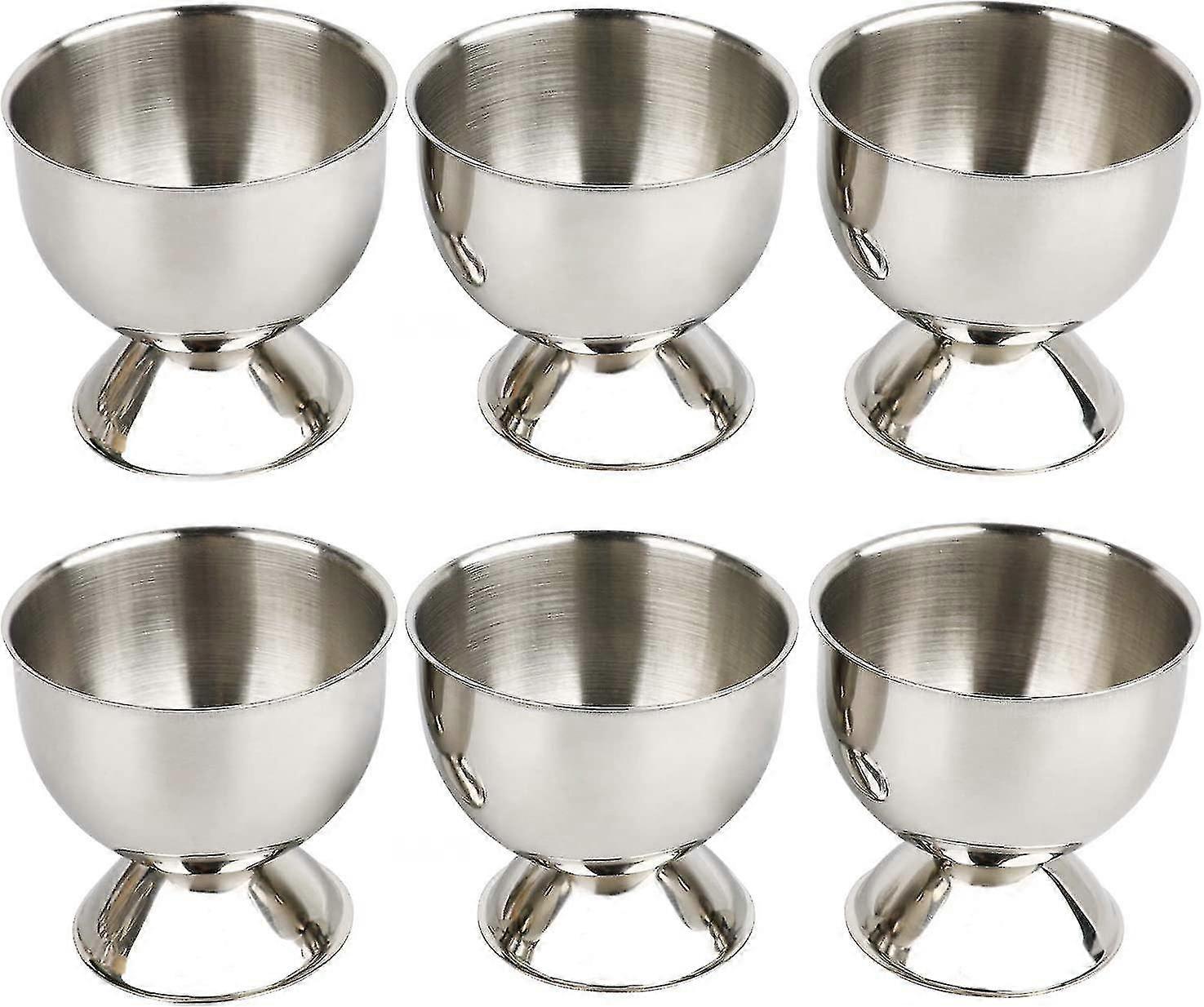 6pcs Eierbecher Tablett Edelstahl Weich gekochte Eierbecher Halter Stand (Eierbecher)