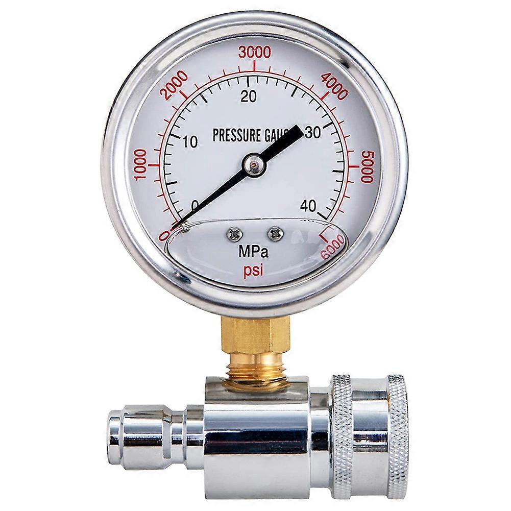 Pressure Washer Gauge, 6000 PSI, 3/8 Inch Quick Connect, Pressure Gauge for Power Washer