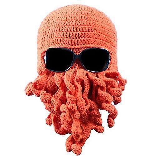 Tentacle Octopus Knit Beanie Hat Cap Wind Ski Mask(Orange)