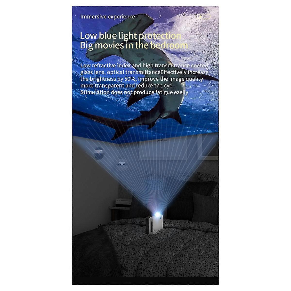 Smart Projector Android 10.0 System 5G WiFi Bluetooth Projectors Voice Control Remote Control for Movie with AU Plug