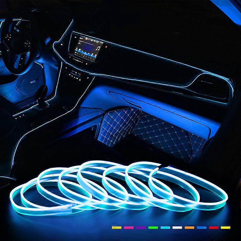 1M/3M/5M LED Neon Car Interior Decorative Lamps Strips USB Drive For DIY Decorative Dashboard Console Ambient Light Cold Light