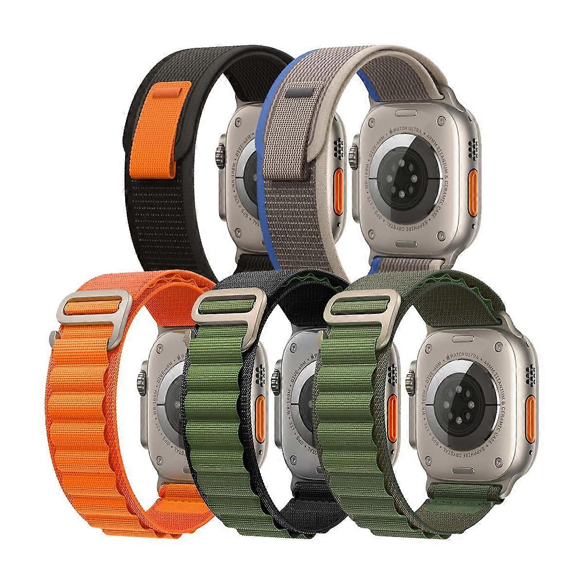 5 Pack Band Strap for Watch Ultra Band 49Mm 45Mm 44Mm 42Mm , Trail Loop Nylon Sport Band for Series 8 7