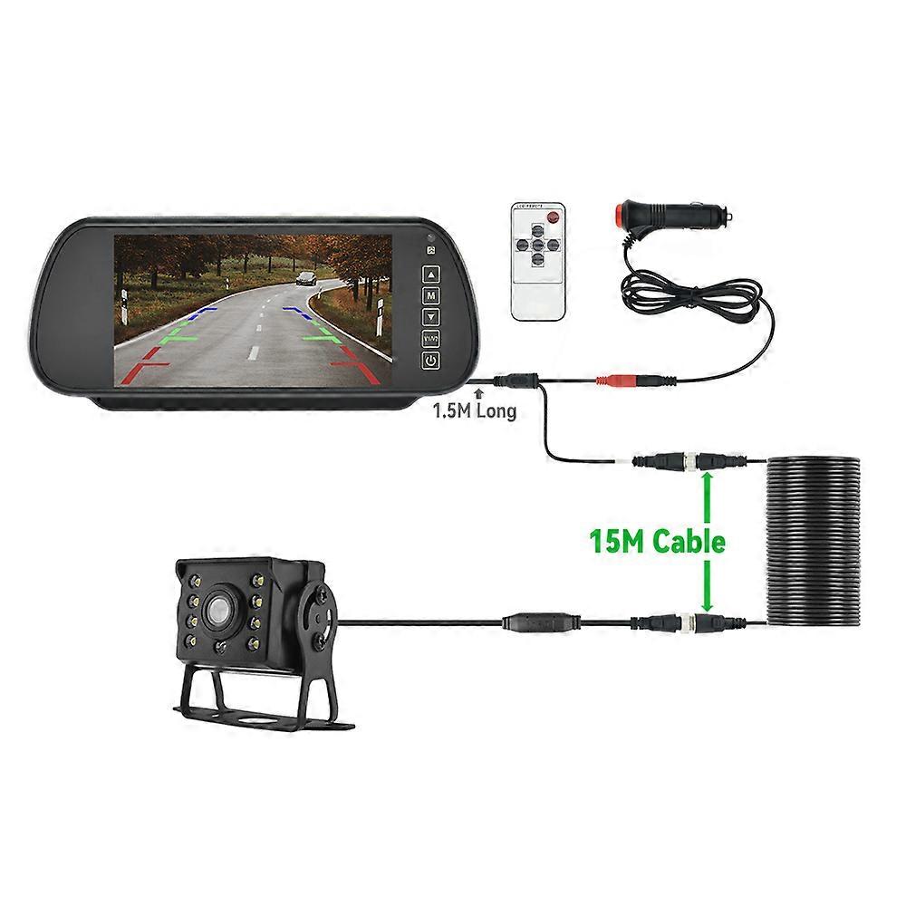 MJDOUD 7 Inch Car Rear View Camera with Mirror Monitor Backup Camera 7\