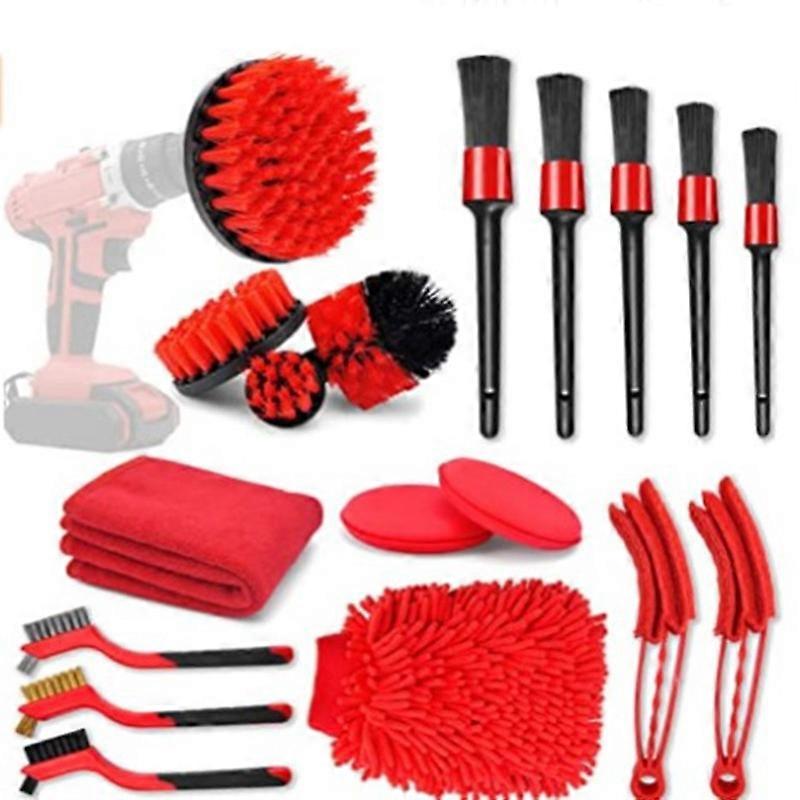 18PCS Lot de Brosse Nettoyage Voiture,Pinceau Detailing Auto,Kit de Brosse Nettoyage Voiture Interieur Exterieur,Brosse Nettoyage Perceuse lectrique,B