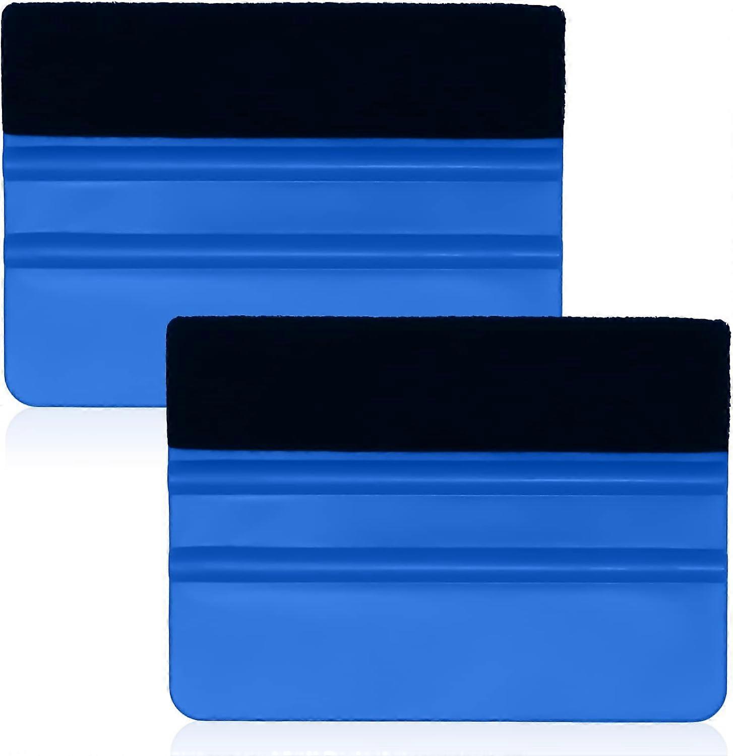 Pack 10cm Felt Edge Squeegee Vinyl Wrap Squeegee Straight Vinyl Scraper for Car Window (Blue)