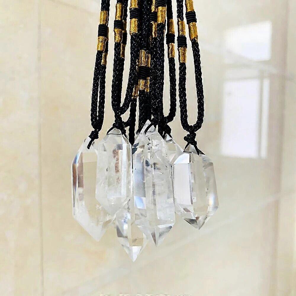 Necklace Quartz gem two Point Hexagonal Prism Natural Crystal herkimer diamond