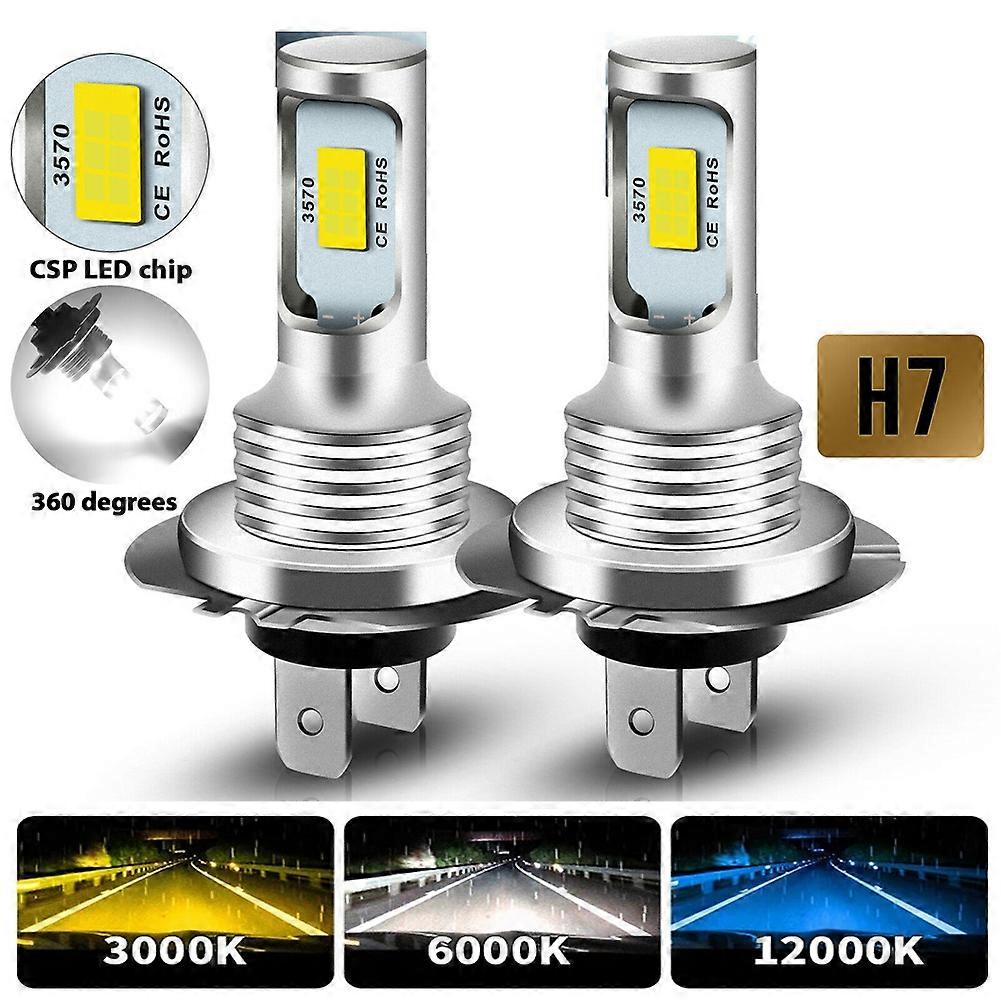 2Pcs H7 H4 Led Car Fog Light Bulbs H1 H8 H9 H11 9005 9006 Super Bright CSP Mini Headlight DRL Lamp Kit High Low Beam 6000K 12V