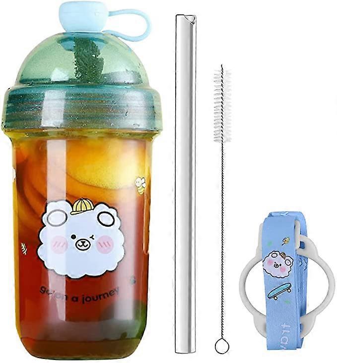 Dww-Bubble Tea Cup, (Celestial Cyan) Reusable Drinking Cups 560ML with Lid and Straw, for Smoothies, Milkshakes, Juices. Ideal for Home, Office