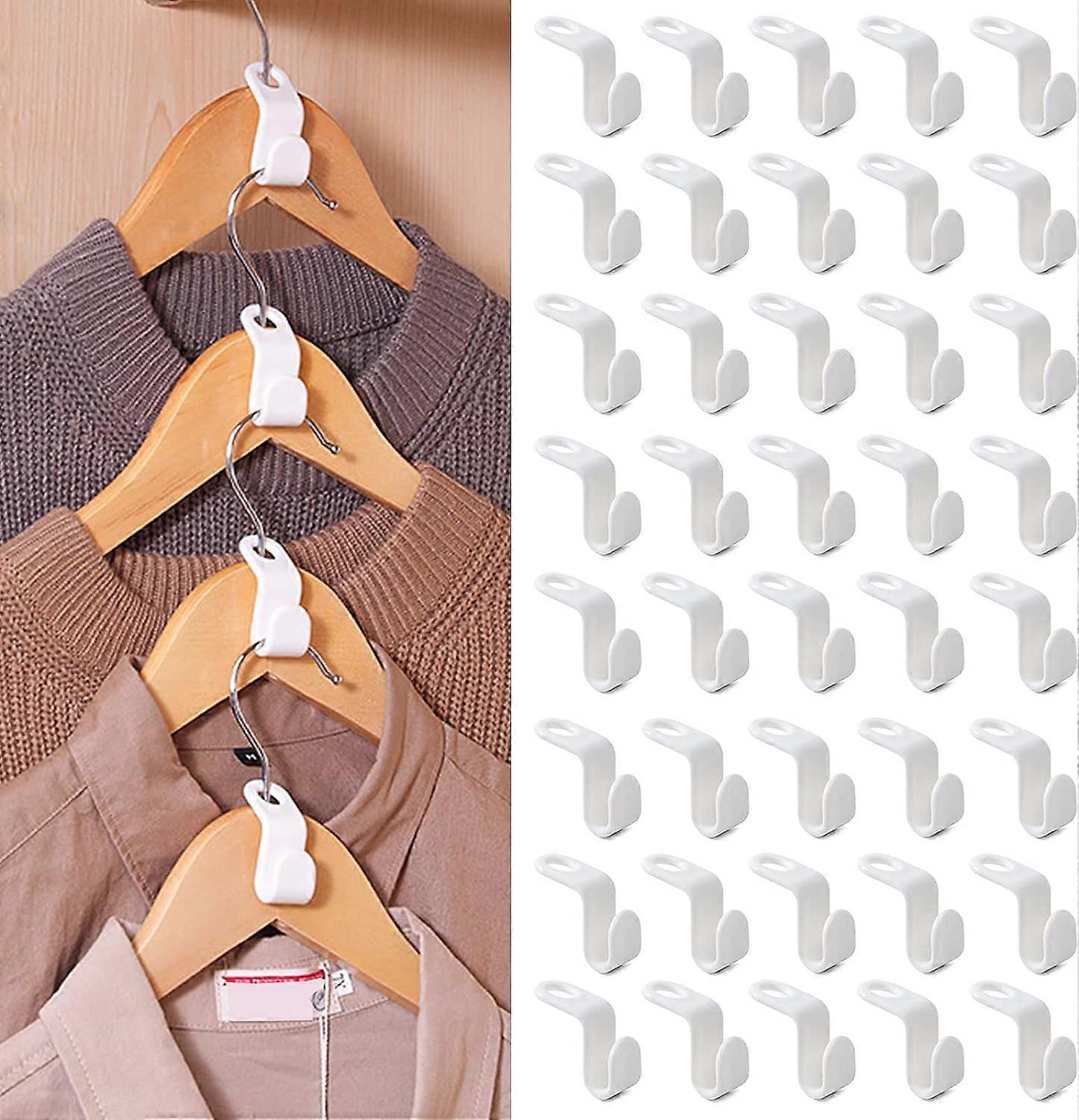 Dww-Pack of 100 Space-Saving Gel Hangers (White), Connecting Hooks, Hanger Fixing Hooks, Space Saver