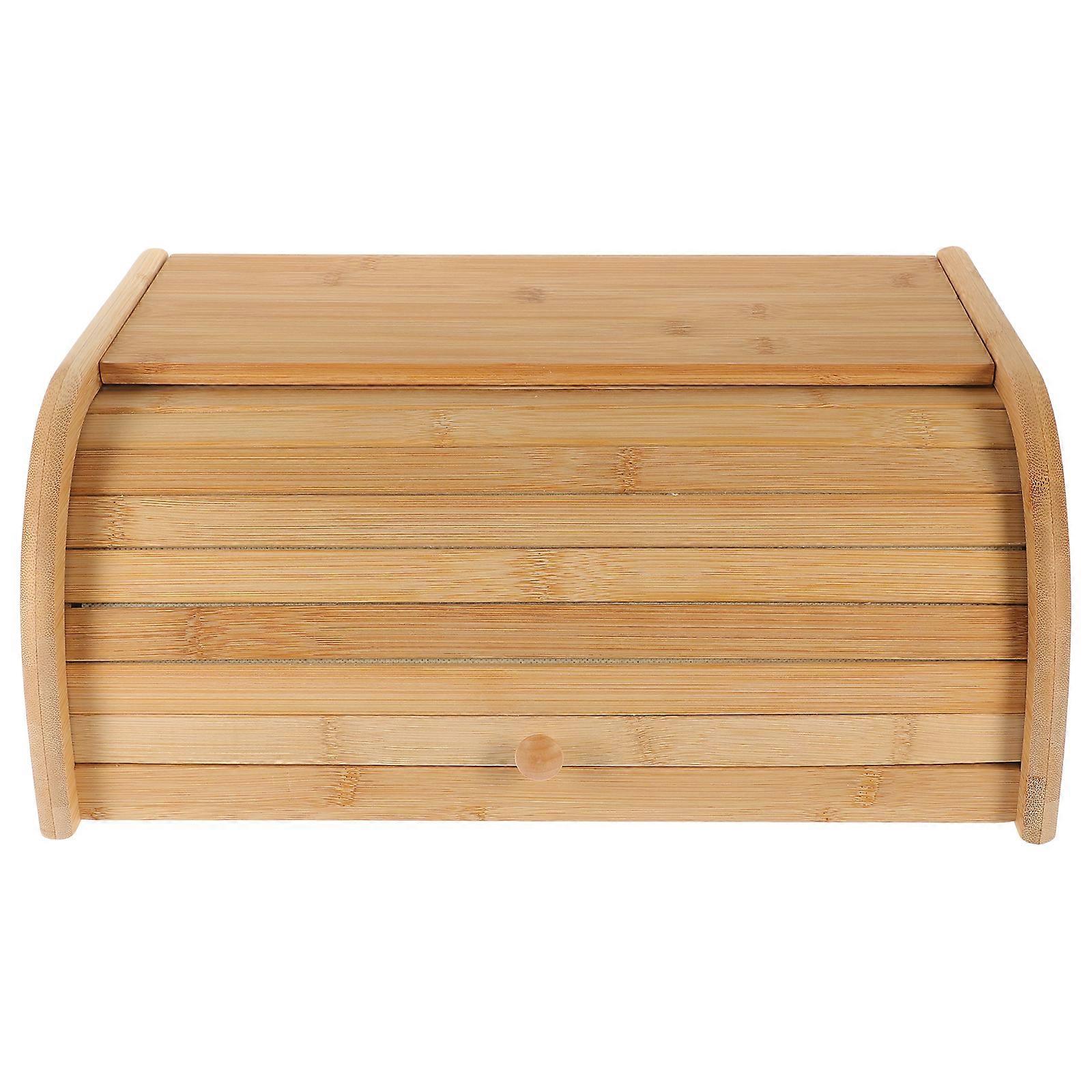 1Pc Wooden Kitchen Bread Box Household Storage Bin Practical Food Container