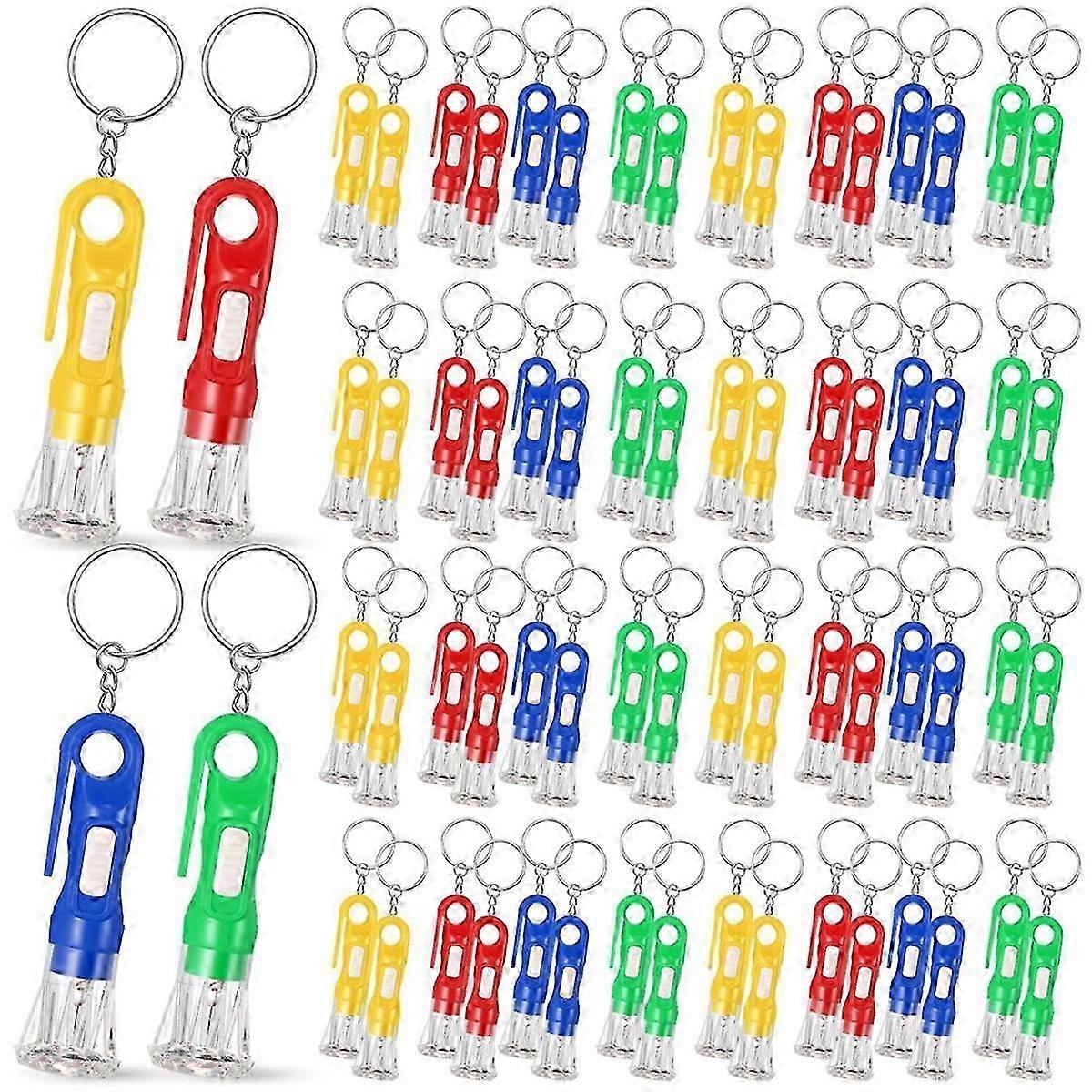 100Pcs Mini Flashlight Keychain Bulk compatible with Kids Assorted Colors Torch Keyring Flashlights 