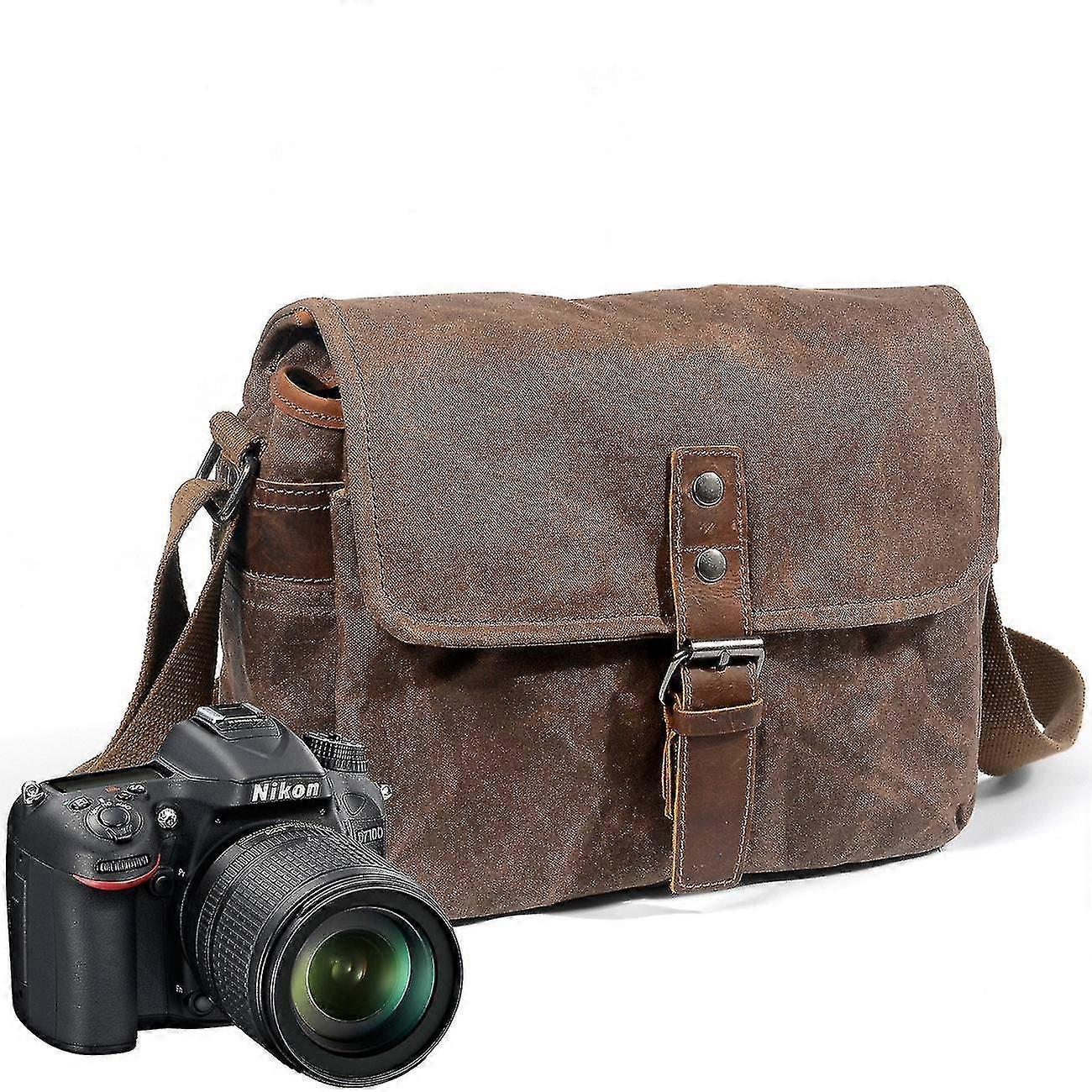 Canvas Camera Bag, Vintage Padded Camera Shoulder Bag Waterproof