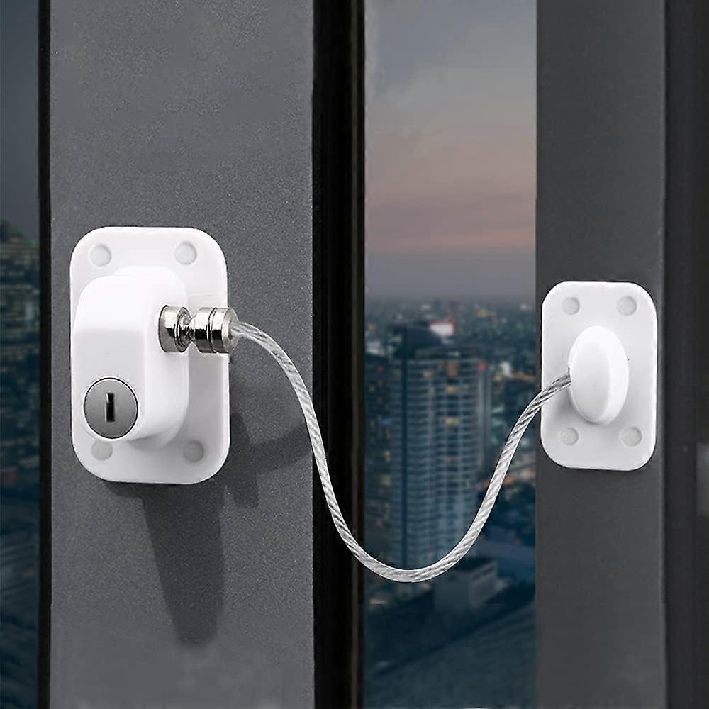 Window Safety Locks Self Adhesive 2 Pack Baby Window Restrictors for UPVC No Drilling Window Locks Child Safety Cable Lock with Key Pet Window Restric