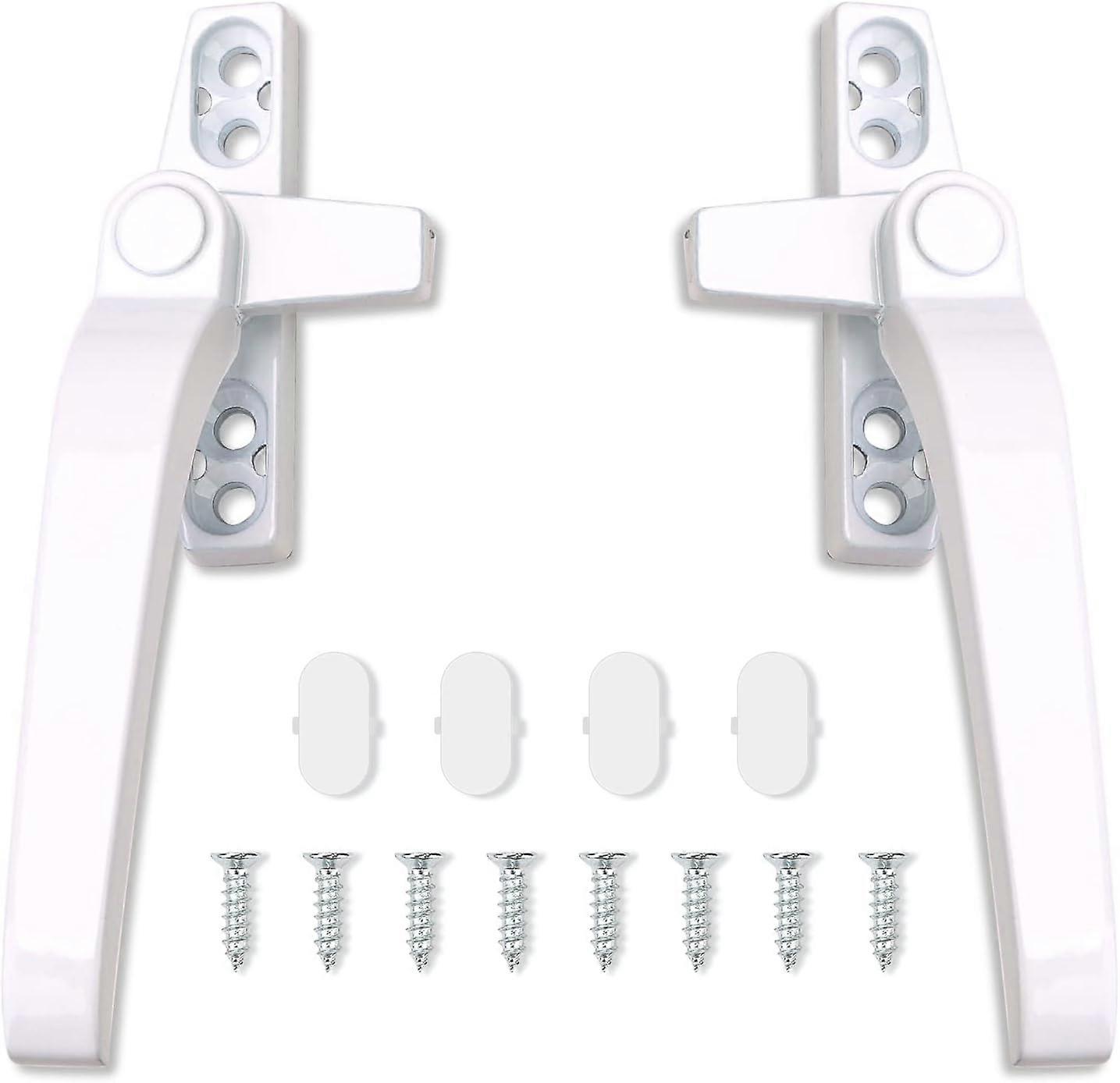 Handle Replacement Right/Left Hand 2-Piece Universal Dual Window Handle Glass Window Child Safety Casement Window Hardware (White)