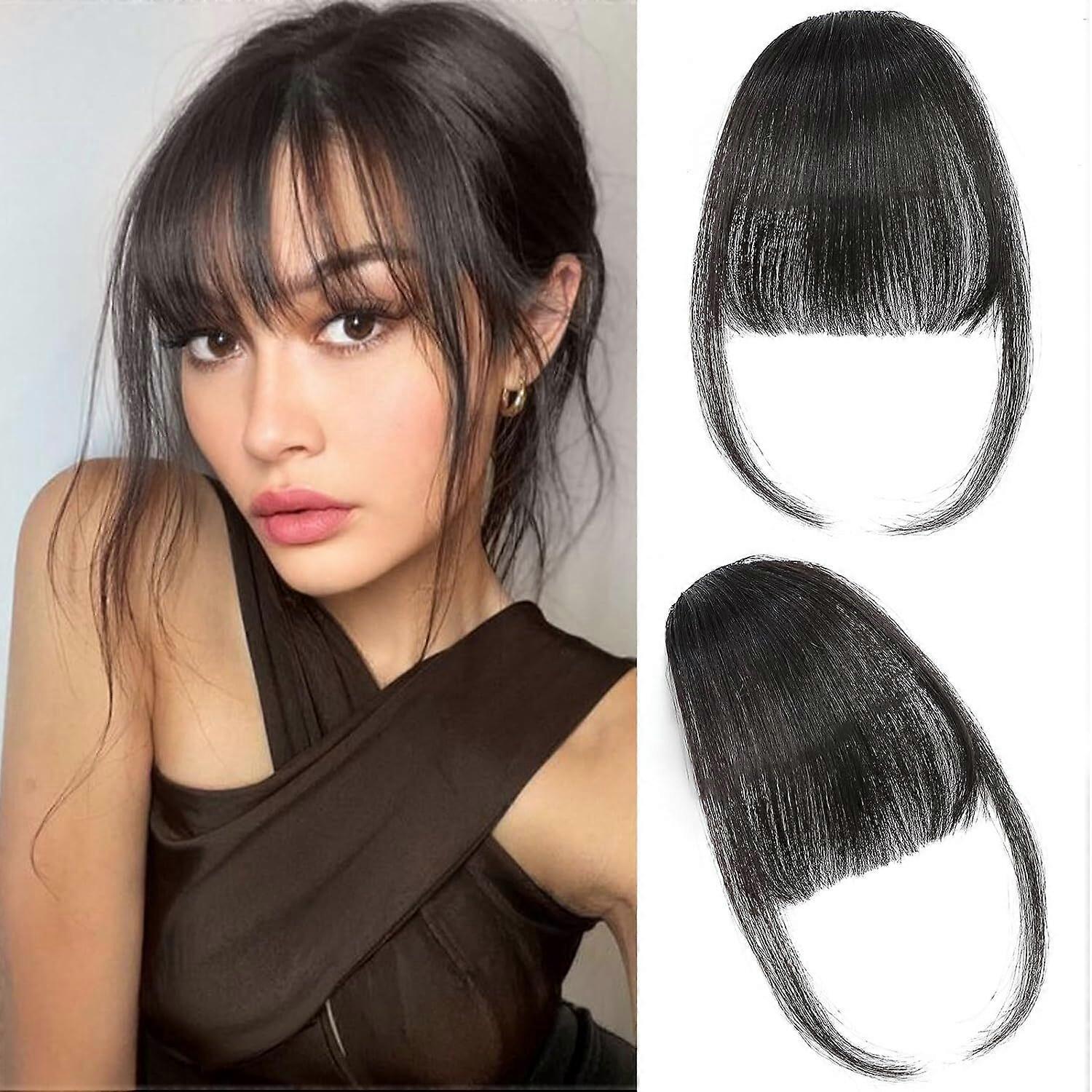 Clip In Hair Bangs Extensions, Clip on Bangs Fringe with Temples Hairpieces