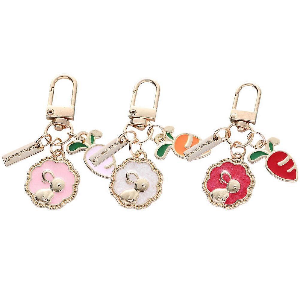 3pcs Easter Rabbit Hanging Decor Rabbit Carrot Keychain Bag Hanging Decor