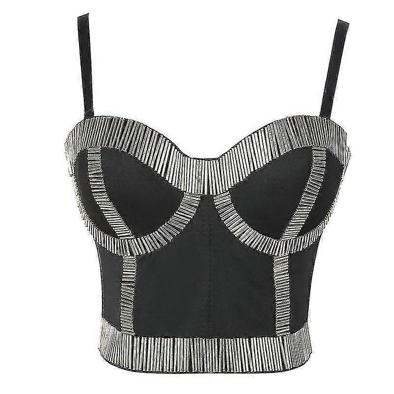 كاميسول للنساء بوسترز مشد توب مع أنبوب ذهبي مرصع بالترتر