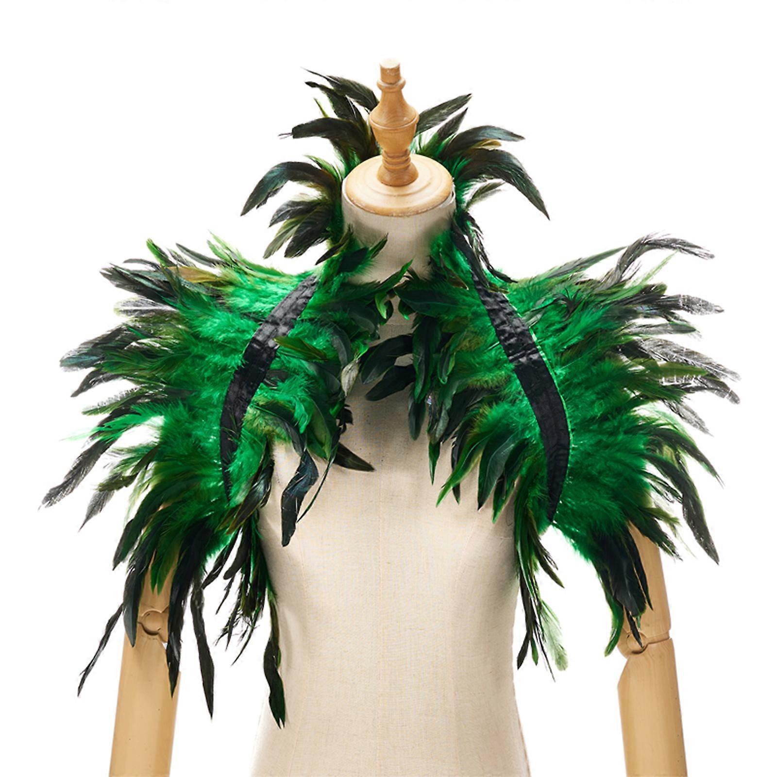 NEW Arrive Gothic Natural Feather Cape Shawl Shrug Shoulder Wrap Collar Halloween Party Scarf
