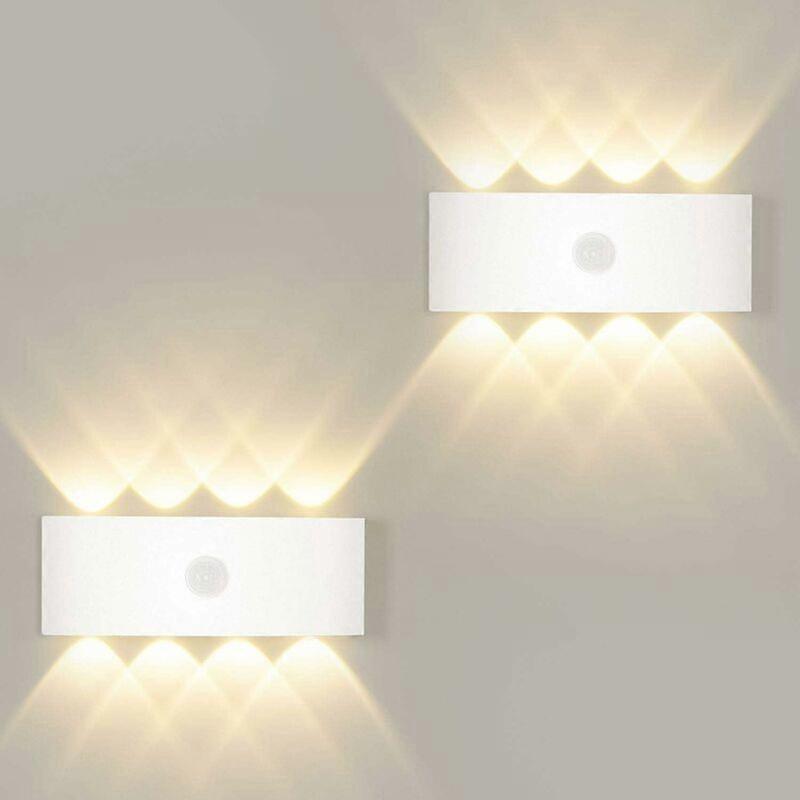 8W wandlamp met bewegingssensor, warm wit 3000K wandlamp