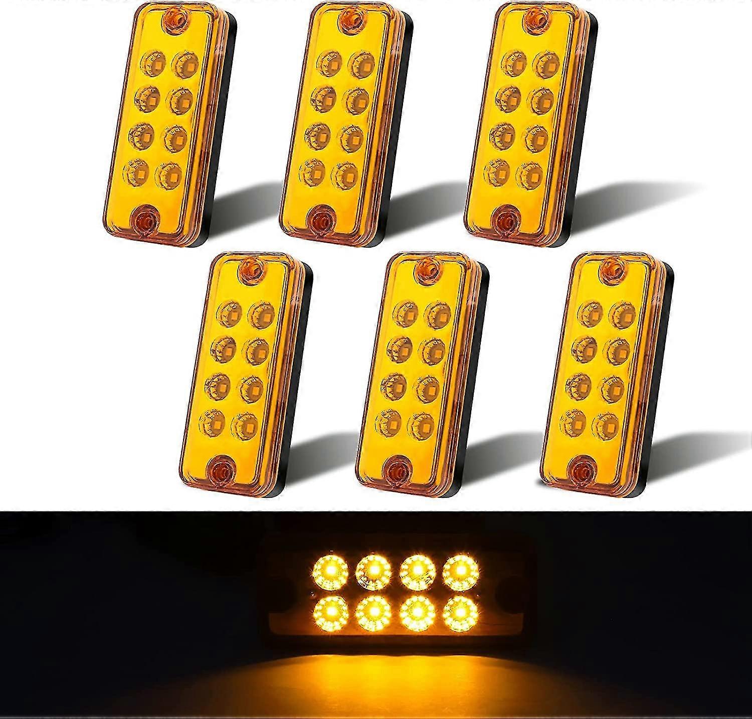 Rectangle Side Marker Lights Clearance Indicator 12-24v Sealed Lamp Surface Mount 6pcs Amber