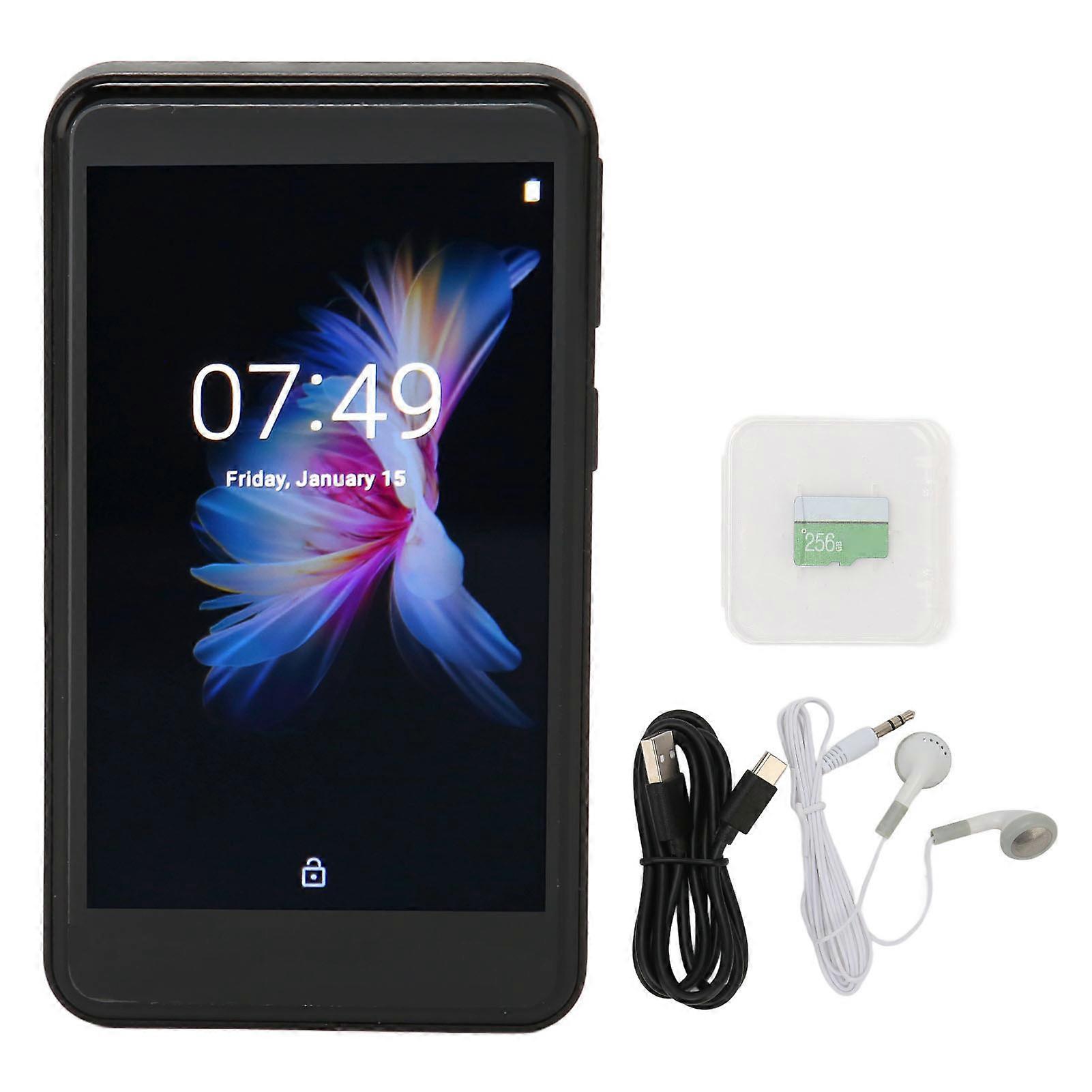 MP3 Player 3.6in Touch Screen Noise Reduction FM Radio Electric Book HiFi Music Player with Bluetooth WiFi Memory Card Black 16+256GB