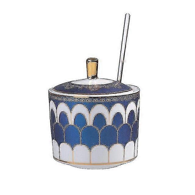 Blue Salt Container Ceramic Sugar Bowl Kitchen Bottle,kitchen Bottle