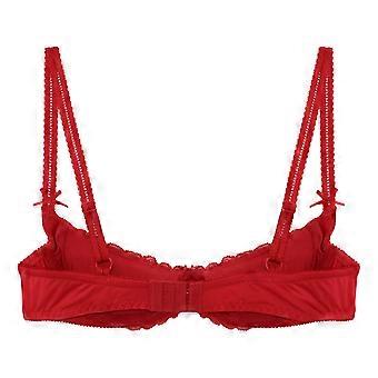 Reggiseno Push-up Con Ferretto E Imbottitura, Pizzo, Scollo Profondo A V, Sollevante, Taglie Dalla 30 Alla 44 (nero, Rosso, Beige)
