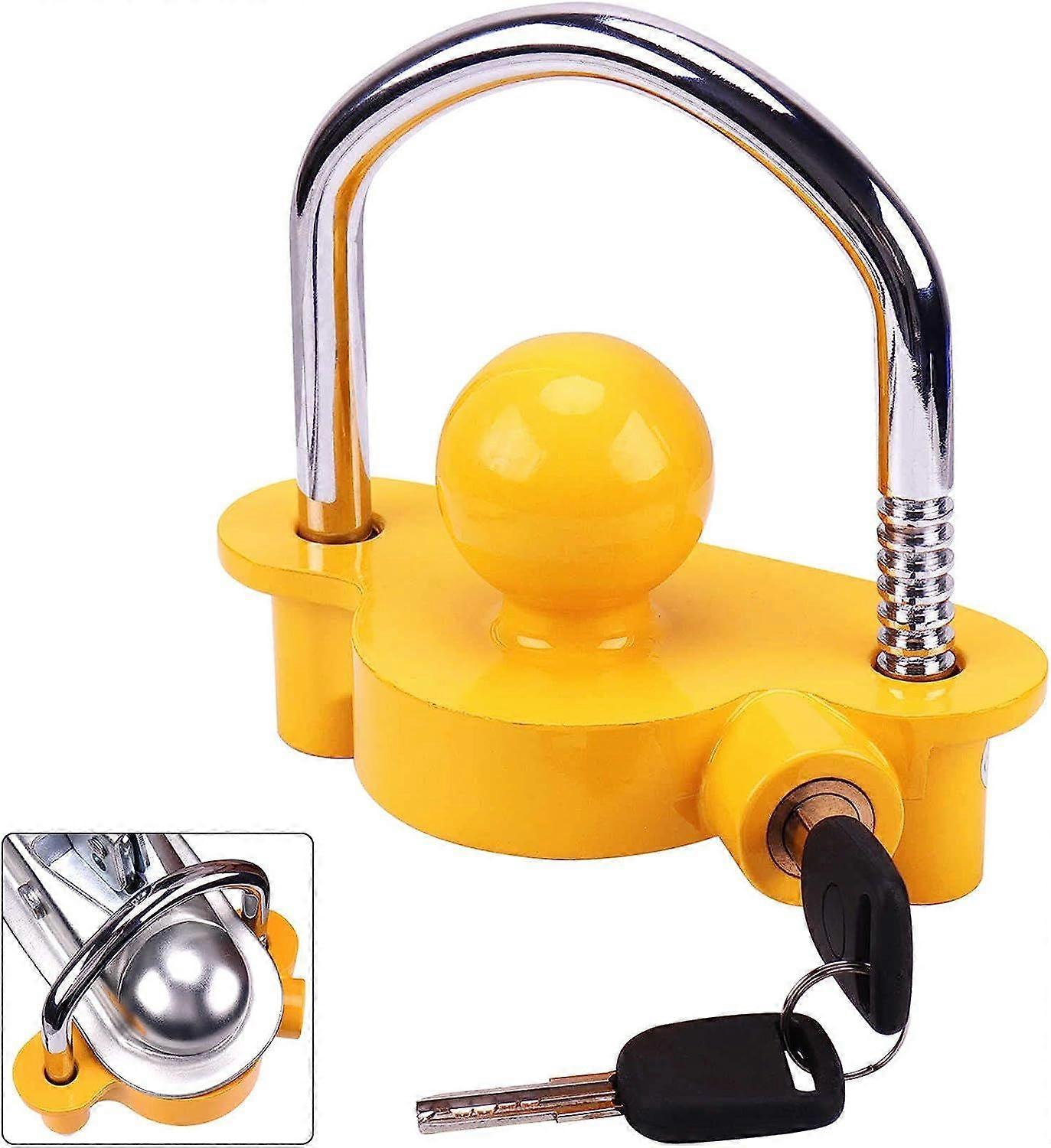 Trailer Lock Trailer Lock Towbar Lock Trailer Lock Caravan Lock Universal for Trailer Caravan Boat Tow Ball Lock 2 Keys (Yellow)