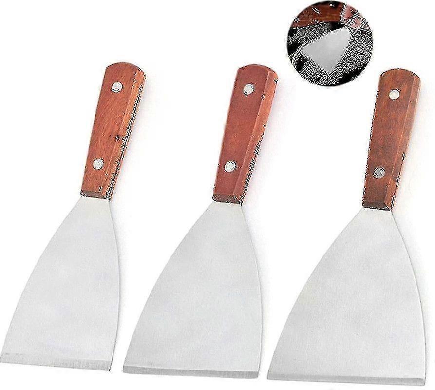 Plancha Spatel Barbecue Spatel RVS Platte Spatel Spatel Met Houten Plancha Gebruiksvoorwerpen RVS Spatel Keuken Spatel Set-ylmyFit