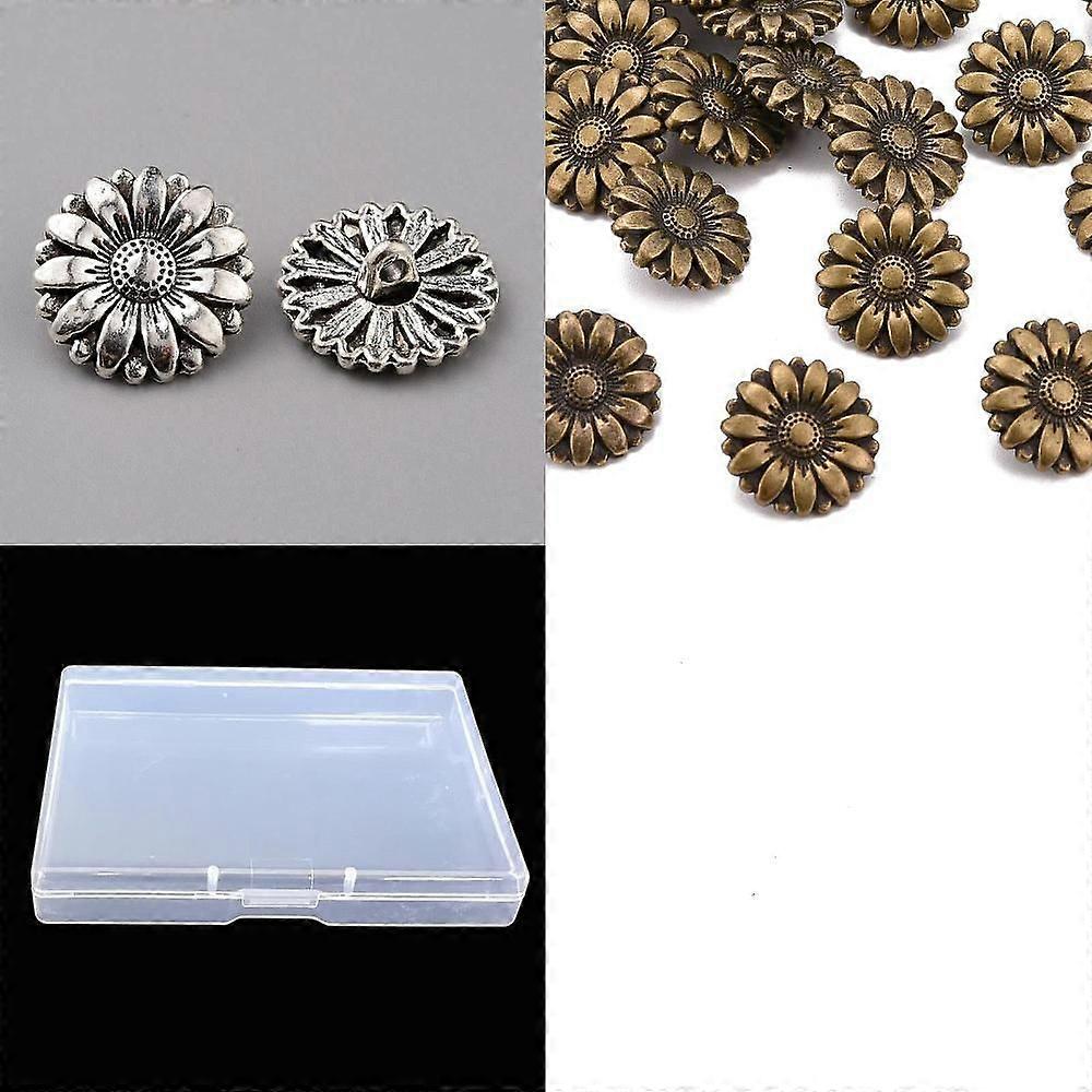 40Pcs 2 Colors 1-Hole Alloy Shank Buttons Daisy Mixed Color 18x6.8mm Hole: 2mm