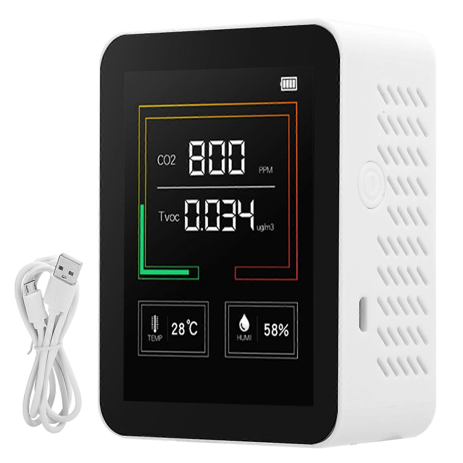 Carbon Dioxide Detector Multifunctional CO2 Temperature Humidity Tester LCD Display with BacklightWhite