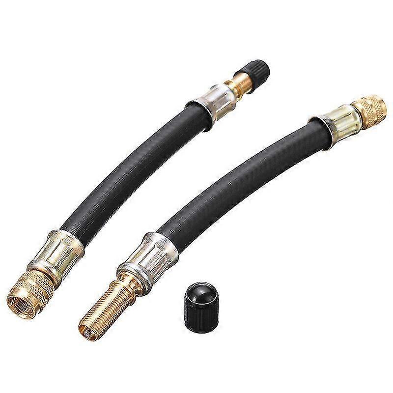 Flexible Rubber Tyre Valve Extension Twin Wheel Lorry Van Bus Adapter(black)(2pcs)