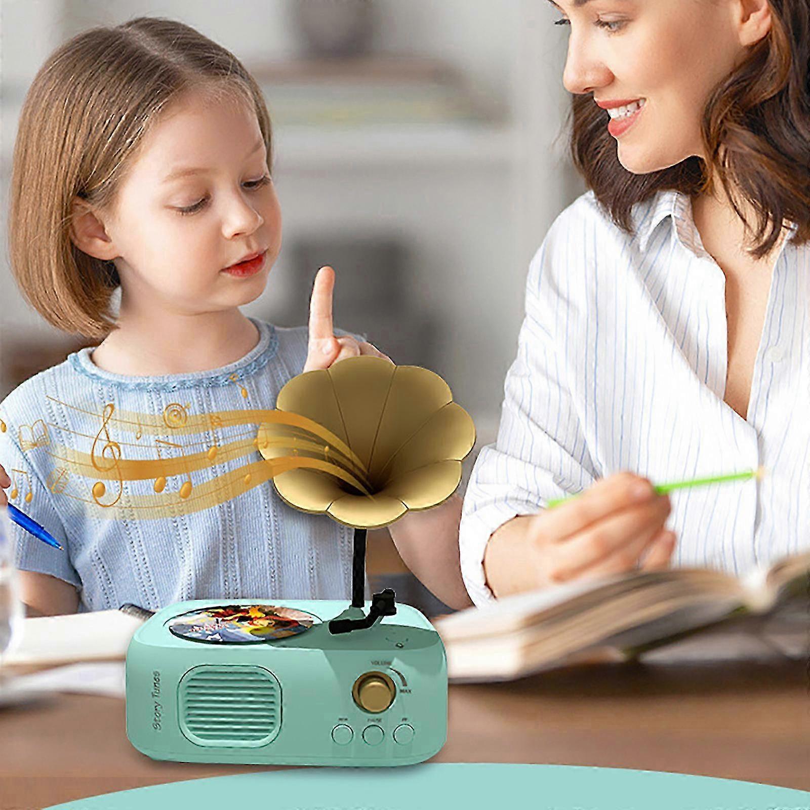 Kids Phonograph Toddler Record Player With 97 Cards Baby Record Player Toddler Music Player Kids Phonograph Story Music Player 3-12 Years Old Toddler