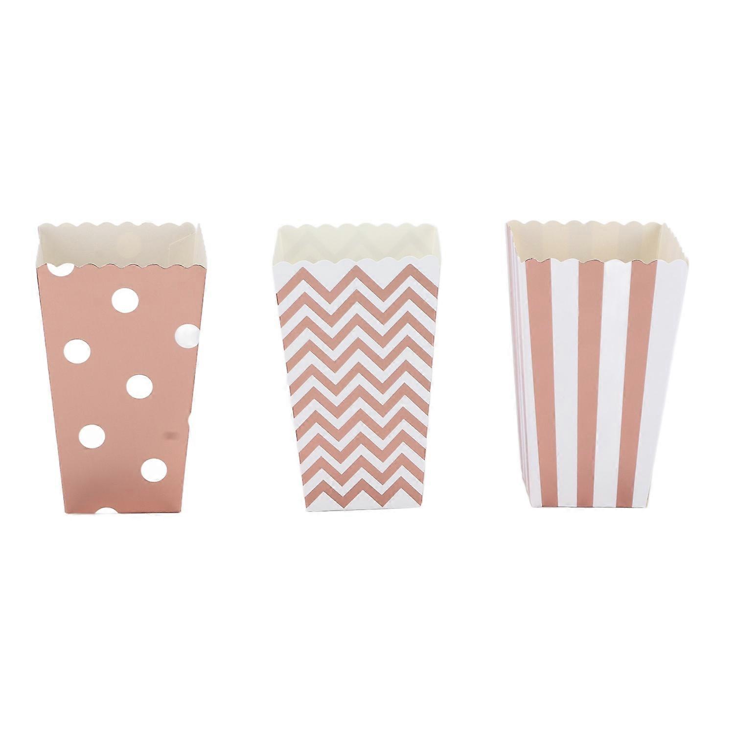 36PCS Popcorn Boxes Paper Large Capacity Top Opening Lightweight Portable Popcorn CupsRose Gold