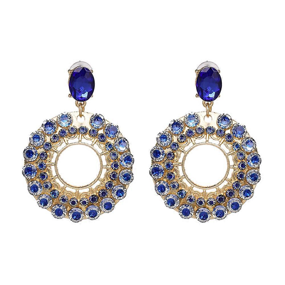 Pendientes de botón de pendiente de mujer de moda decoración (azul)