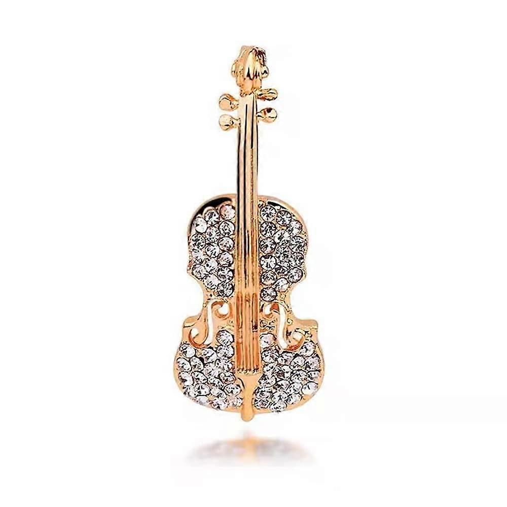 Violin brooch with cubic zirconia for music lovers