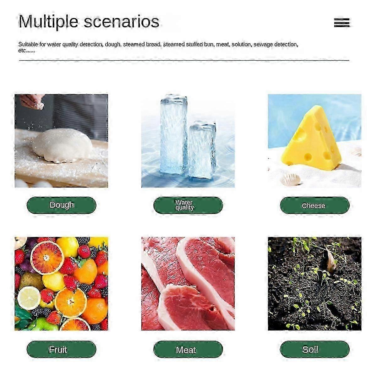 Exquisite Food PH Meter 0.00-14.00PH High Accuracy Temp PH Tester Sensor Acidity Analyzer compatible Meat Cann