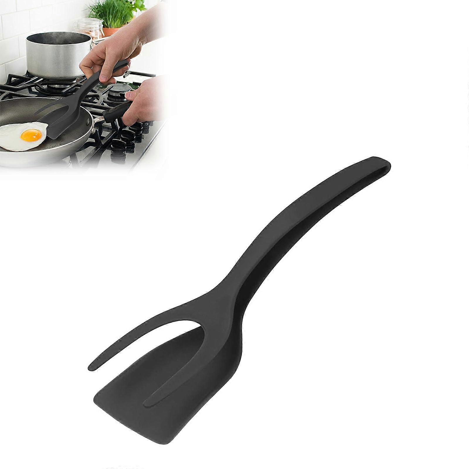 2-in-1 Egg Flipper Spatula Kitchen Cooking Tool Non-Stick Silicone Heat Resistant Turner for Fried Eggs and Pancakes
