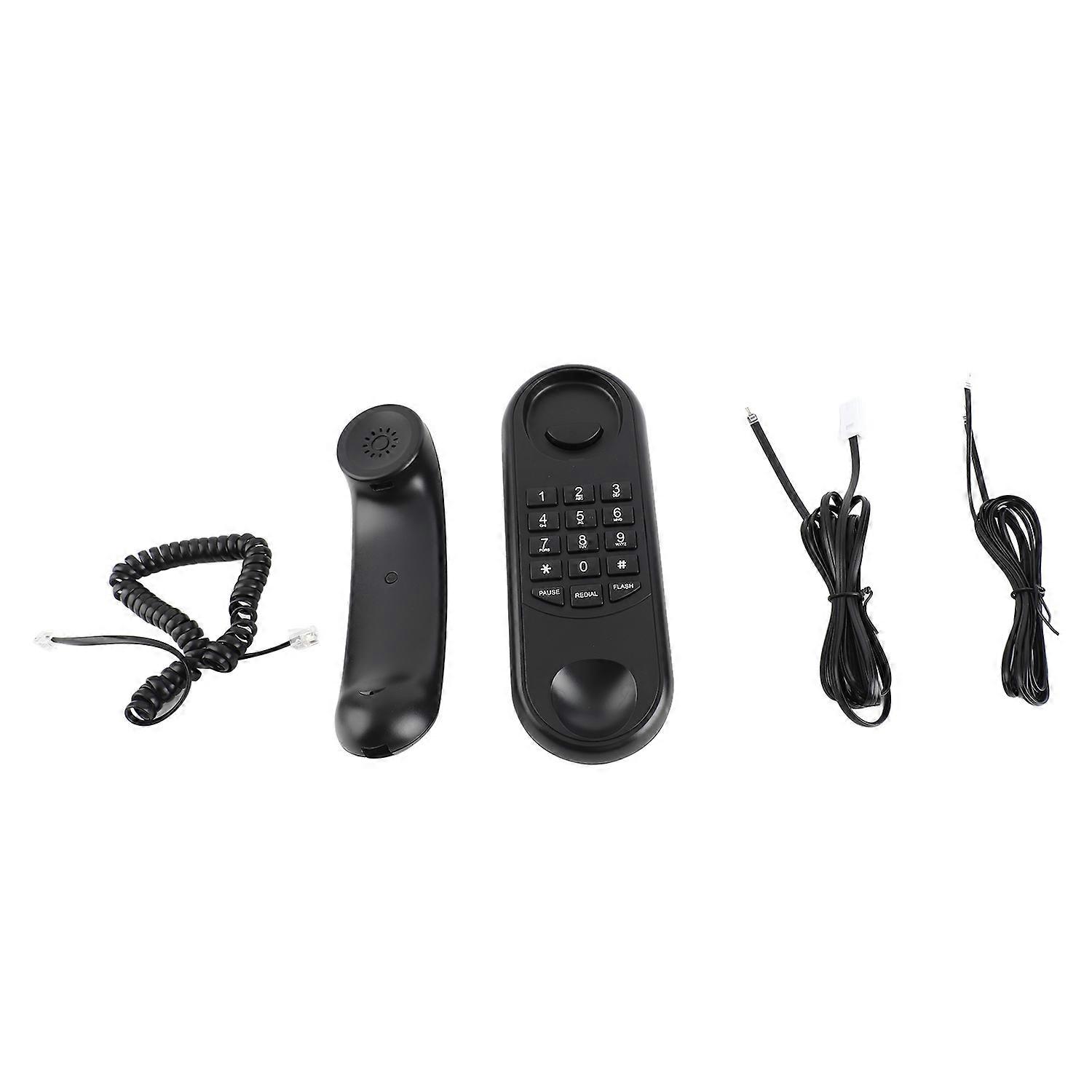 Portable Corded Telephone Phone Pause/ Redial/ Flash Wall Mountable Base Handset for House Home Call
