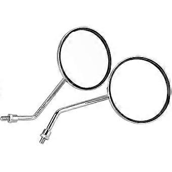 Motorcycle Rearview Mirror - 1 Pair 8mm Round Chrome Silver Motorcycle Rearview Mirrors. Left and Right Side Mirror