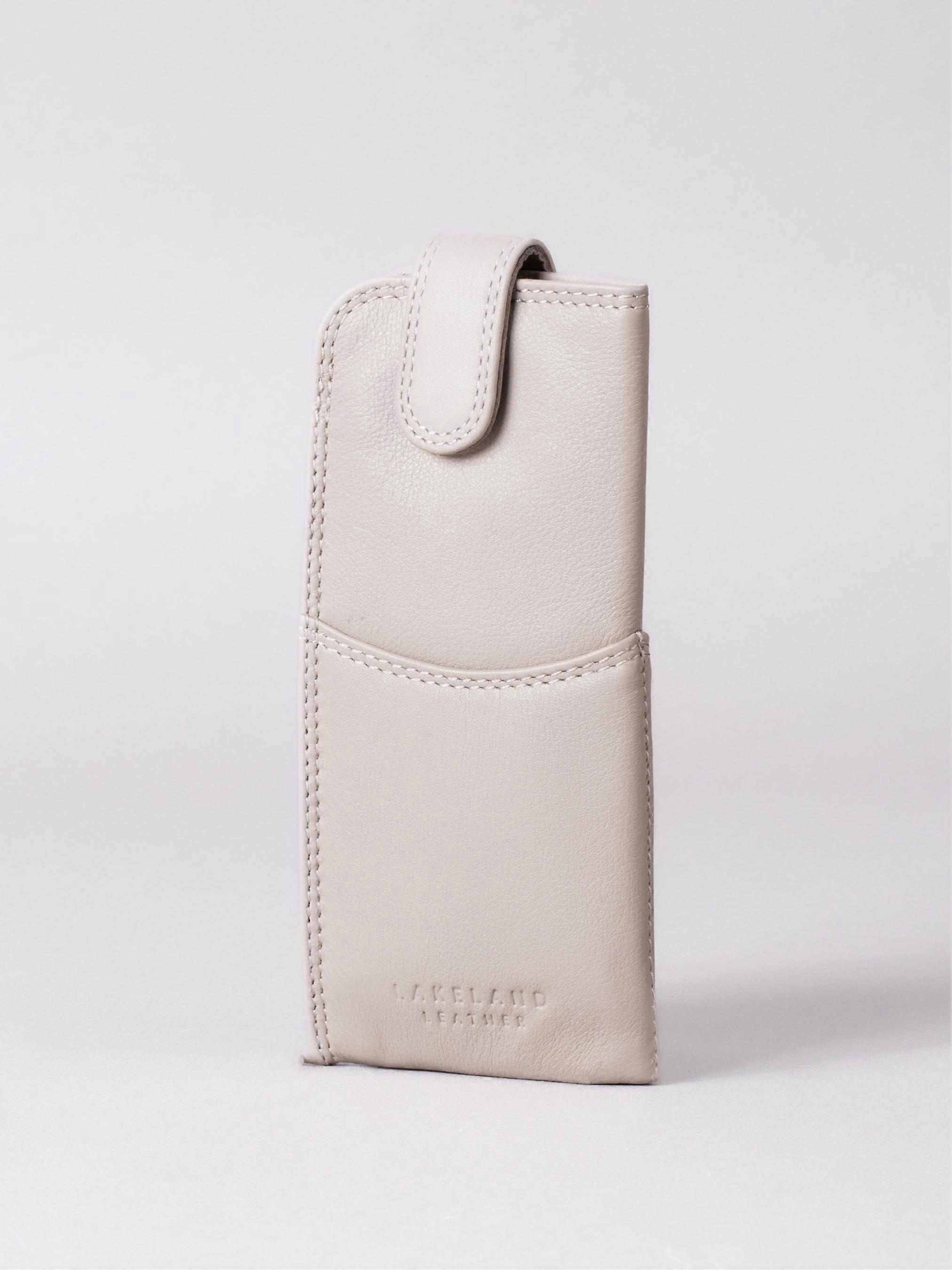 Leather Tab Glasses Case in Grey