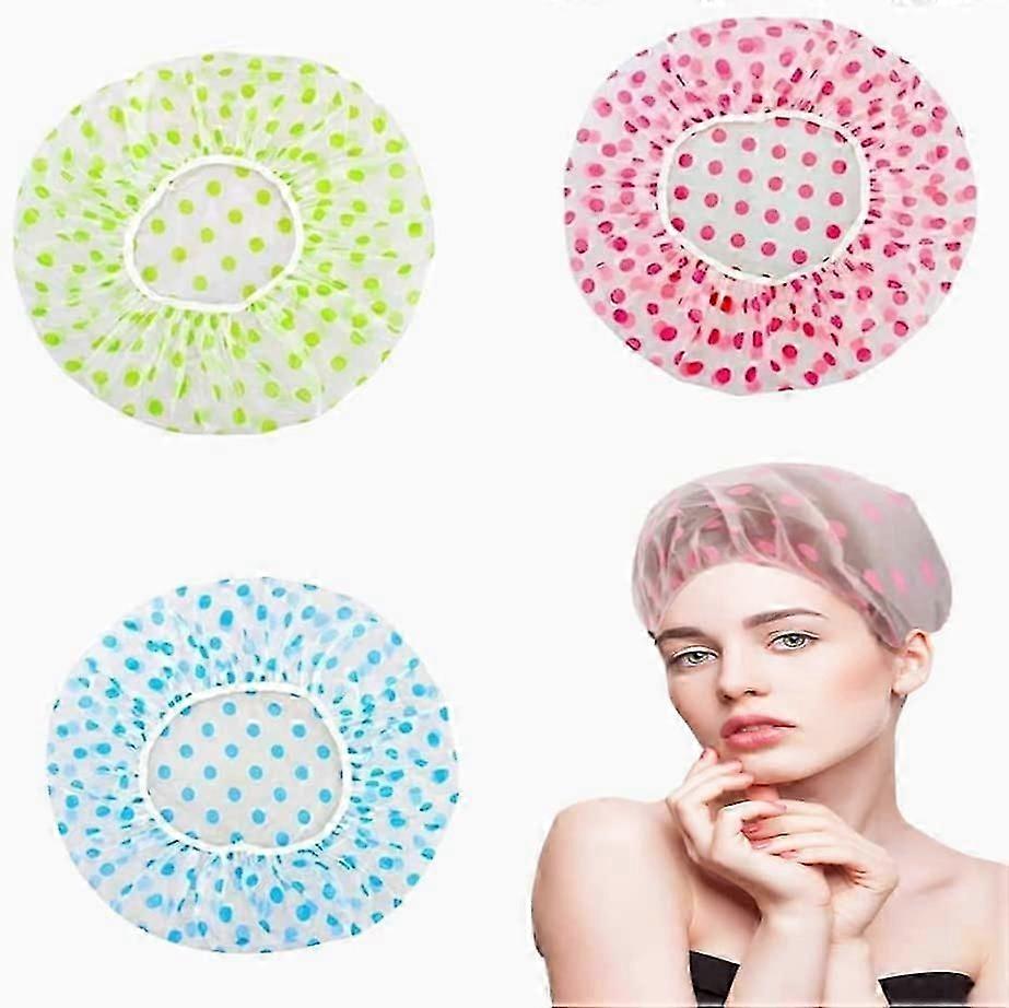 Shower Cap, 3 Pieces Waterproof Shower Cap, Reusable Bathing Caps, for Shower, Spa, Makeup